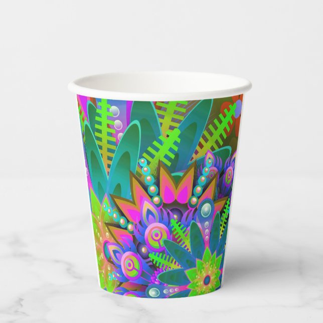 Retro leaves paper cups (Front)