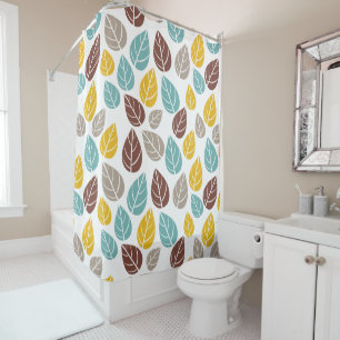 retro leaves pattern fall colours shower curtain