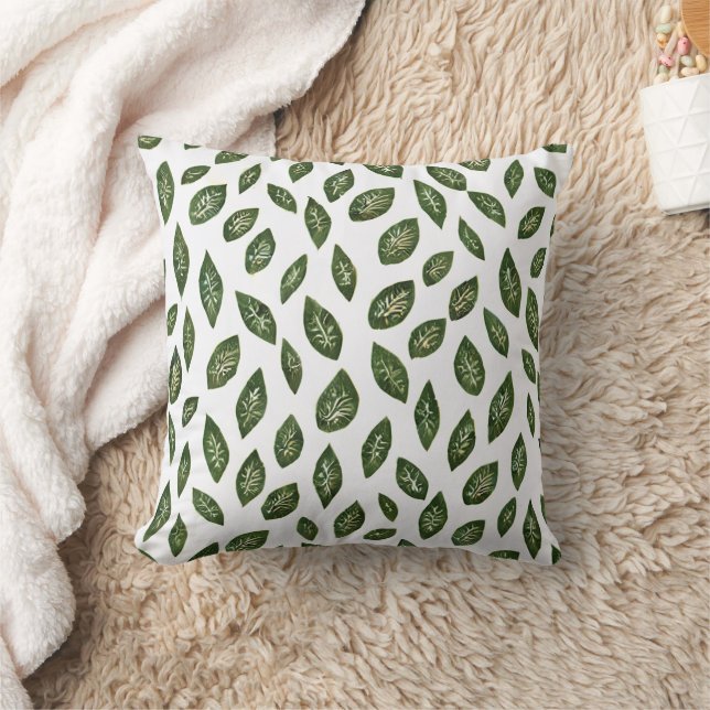 Retro Leaves Throw Pillow (Blanket)