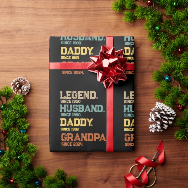 Retro Legend Husband Daddy Grandpa Custom Wrapping Paper (Holiday Gift)