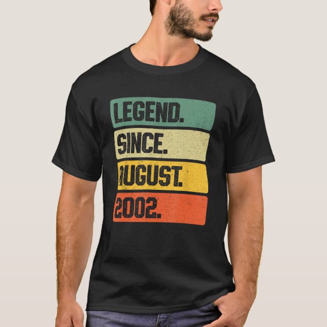 Retro Legend Since August 2002 21 Years Old 21st B T-Shirt (Front)