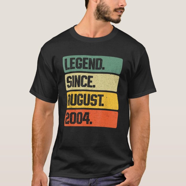 Retro Legend Since August 2004 19 Years Old 19th B T-Shirt (Front)