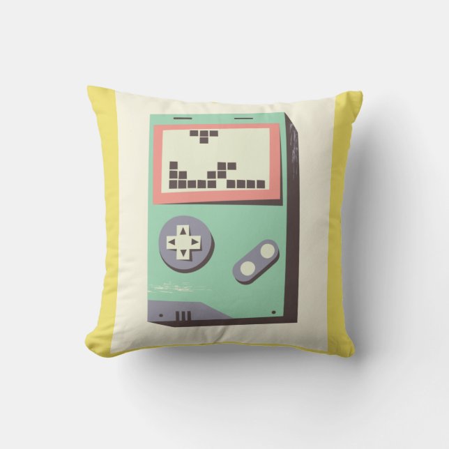 Retro LEGO Gameboy Throw Pillow – Fun Geeky Gift f (Front)