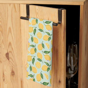 Retro Lemon Slices on Mint Green Kitchen Towel