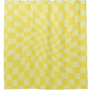 Retro Lemon Yellow Checks Warped Checkered