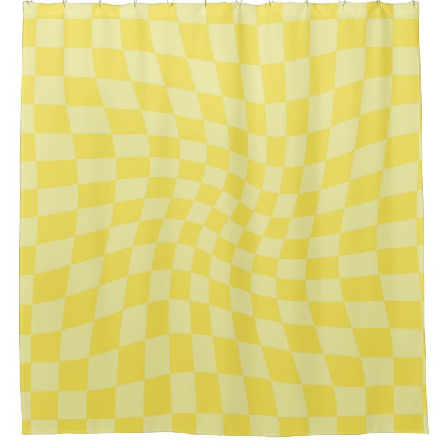 Retro Lemon Yellow Checks Warped Chequered (Front)