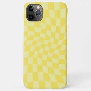 Retro Lemon Yellow Pastel Warped Chequerboard  iPhone 11 Pro Max Case