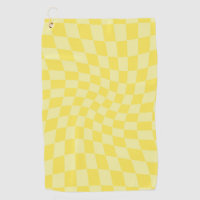 Retro Lemon Yellow Pastel Warped Chequerboard