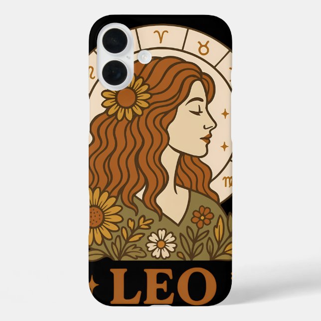 Retro Leo Zodiac Boho Floral Astrology Case-Mate iPhone Case (Back)