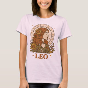 Retro Leo Zodiac Boho Floral Astrology T-Shirt