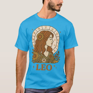 Retro Leo Zodiac Boho Floral Astrology T-Shirt