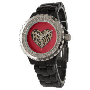 Retro Leopard Heart Watch