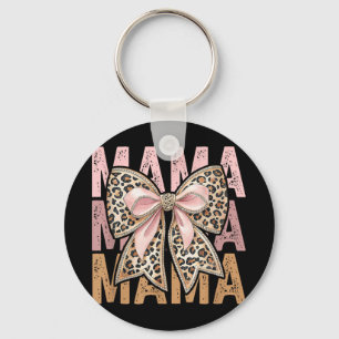Retro Leopard Mama,cute Mom Retro Coquette Bow Mot Keychain