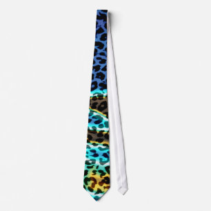 Retro Leopard Print Skin (Blue and Aqua) Tie
