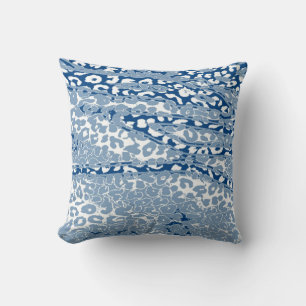 Retro Leopard Print Skin (BLue, White) Throw Pillow