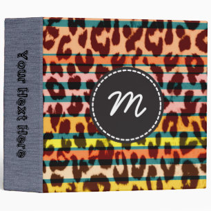 Retro Leopard Print Skin Fur. Custom Monogram 12 Binder