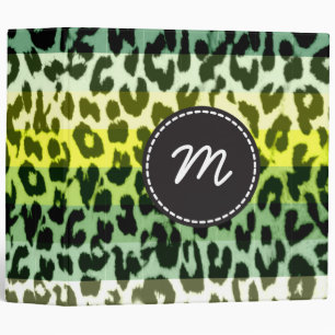 Retro Leopard Print Skin Fur. Custom Monogram 2 Binder