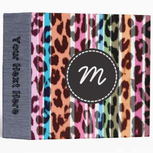 Retro Leopard Print Skin Fur. Custom Monogram 5 Binder