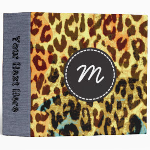 Retro Leopard Print Skin Fur. Custom Monogram 6 Binder