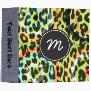 Retro Leopard Print Skin Fur. Custom Monogram 9 Binder