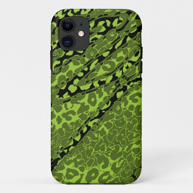 Retro Leopard Print Skin (Green, Lime, Black) Case-Mate iPhone Case (Back)