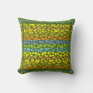 Retro Leopard Print Skin Pattern Throw Pillow
