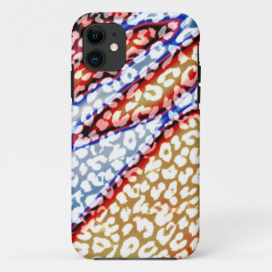 Retro Leopard Print Skin (Red, Blue, Yellow) iPhone 11 Case
