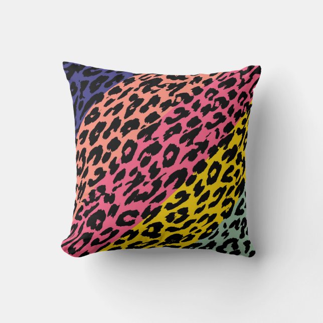 Retro Leopard Print Skin Stripe Pattern 2 Throw Pillow (Front)