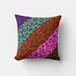 Retro Leopard Print Skin Stripe Pattern 4 Throw Pillow
