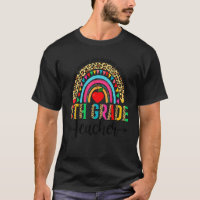 Retro Leopard Rainbow 8th Grade Teacher Back To Sc