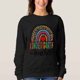 Retro Leopard Rainbow Kindergarten Teacher Back To Sweatshirt