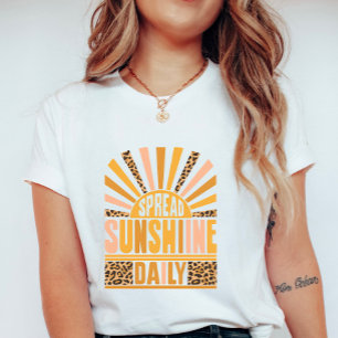 Retro Leopard Sunburst; Spread Sunshine Daily  T-Shirt