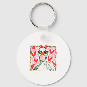Retro Leopard Valentine Goose Funny Nk Coquette Lo Keychain