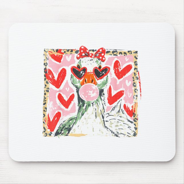 Retro Leopard Valentine Goose Funny Nk Coquette Lo Mouse Pad (Front)