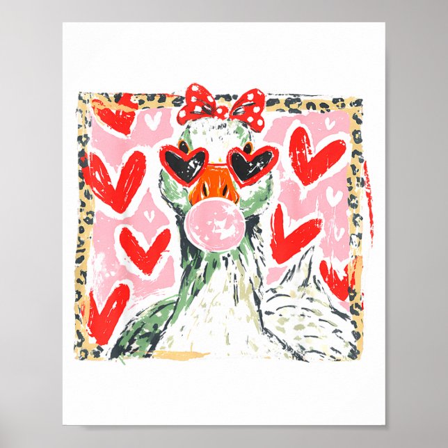 Retro Leopard Valentine Goose Funny Nk Coquette Lo Poster (Front)
