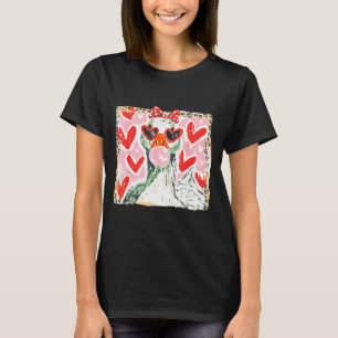 Retro Leopard Valentine Goose Funny Nk Coquette Lo T-Shirt