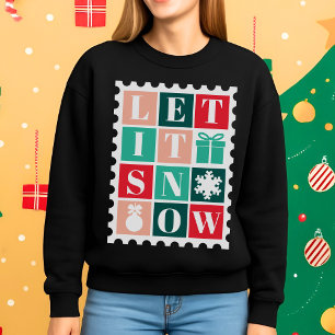 Retro Let It Snow Christmas Postage Stamp Sweatshirt