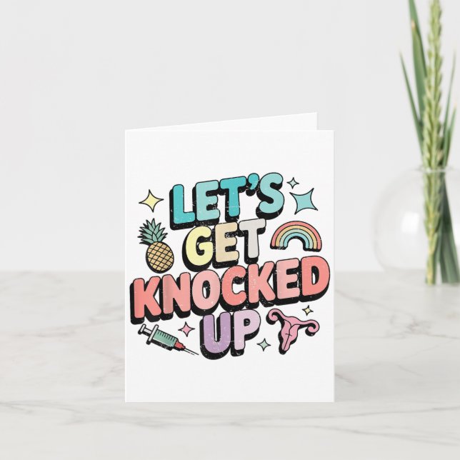 Retro Let’s Get Knocked Up Ivf Fertility Transfer  Card (Front)