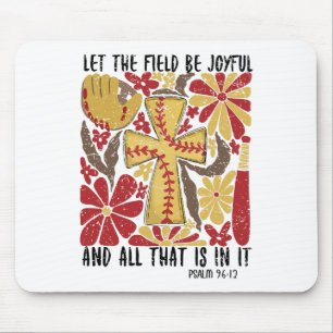 Retro Let The Field Be Joyful Game Day Softll Chri Mouse Pad
