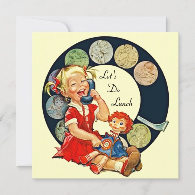 Retro LET'S Do Lunch Invitations Long Time Friends (Front)