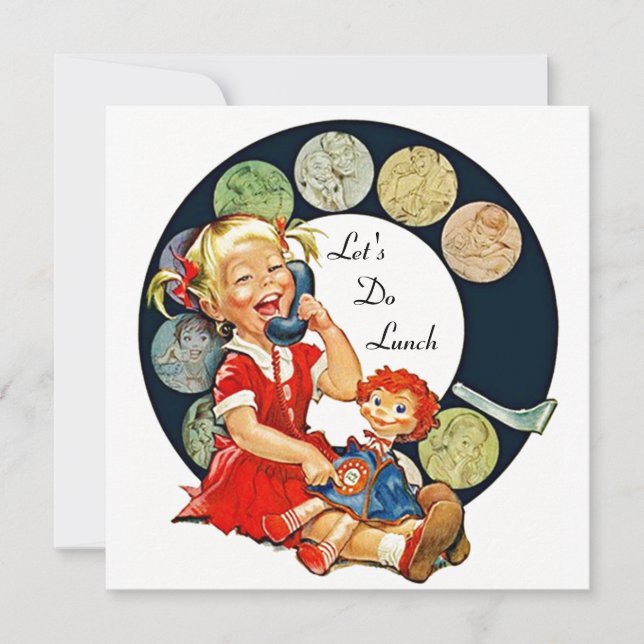 Retro LET'S Do Lunch Invitations Long Time Friends (Front)