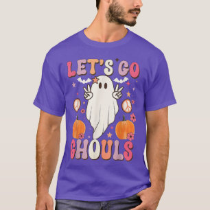 Retro Let's Go Ghouls Groovy Cute Ghost Halloween T-Shirt