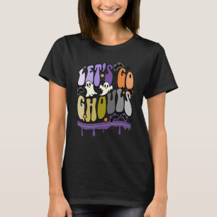 Retro Let's Go Ghouls Kid Halloween Hey Boo Trick  T-Shirt