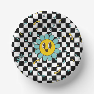 Retro Let's Party Daisy Birthday Paper Plate