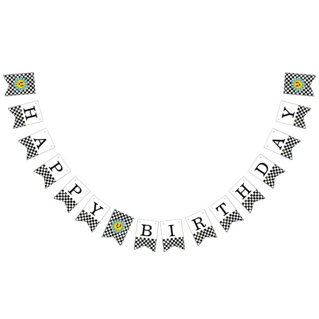 Retro Let's Party Daisy Happy Birthday Bunting Flags (All)