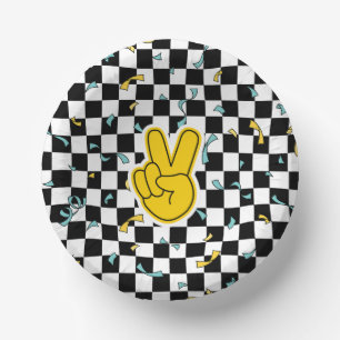 Retro Let's Party Peace Sign Birthday Paper Plate