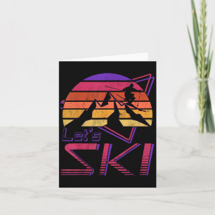 Retro Lets Ski Vintage 80s 90s Snow Skiing Card