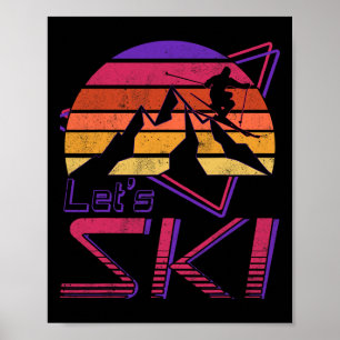 Retro Let's Ski Vintage 80s 90s Snow Skiing Poster