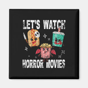 Retro Lets Watch Horror Movies Cute Halloween Cost Magnet