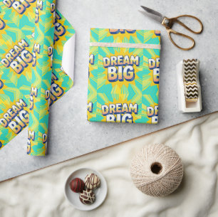 Retro lettering dream big text wrapping paper